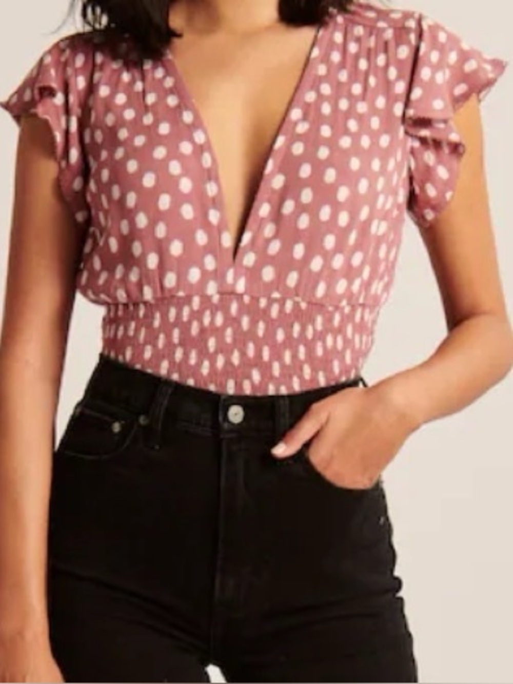 Abercrombie and Fitch Mauve Pink Polkadot Top
